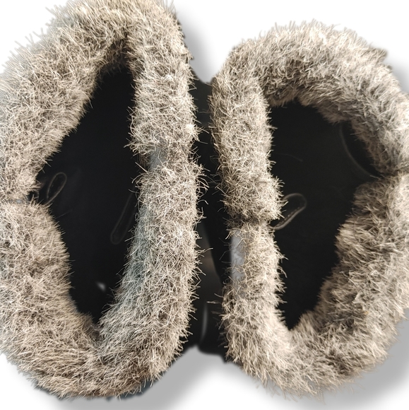 Totes Snow Boots Women’s 8 Henrique Black Winter Waterproof Faux Gray Fur - Picture 8 of 10